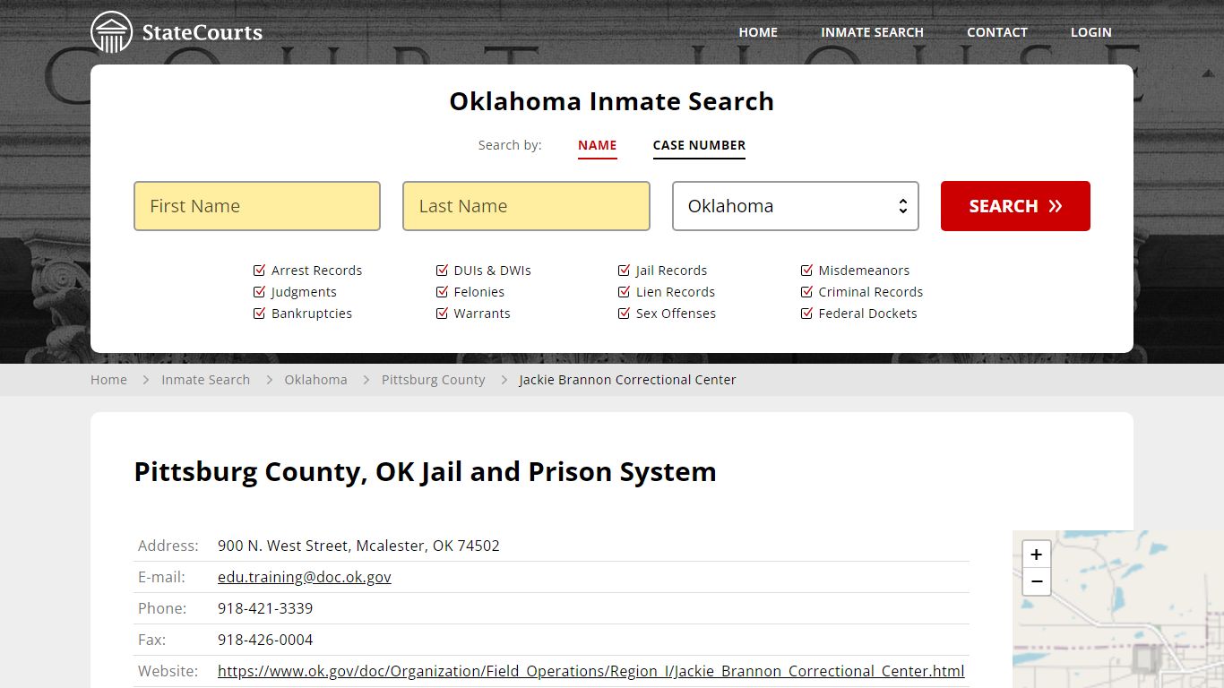 Jackie Brannon Correctional Center Inmate Records Search, Oklahoma ...